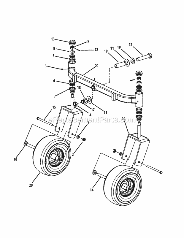 Front Caster Assembly Diagram and Parts List for M54-KH (53BH8CT4050) (2011 & After) Cub Cadet Sprayer